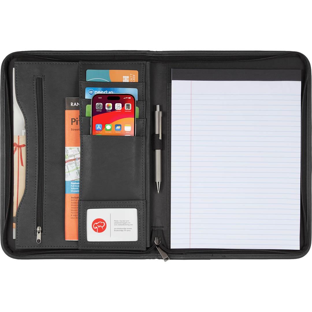 Fsc® mix durahyde recycled zippered padfolio Black miniatura 3
