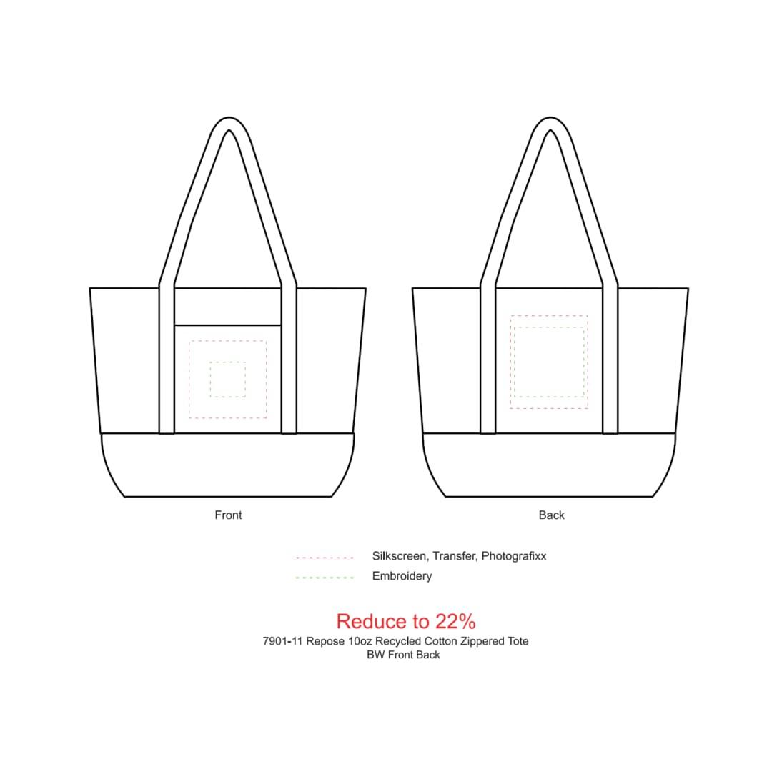 Repose 10oz recycled cotton zippered tote Grey miniatura 8