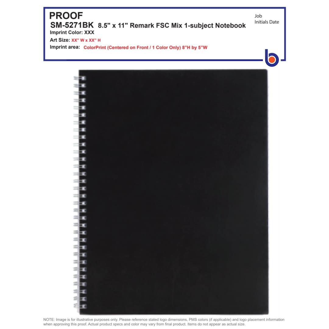 Fsc® mix 8.5 x 11 remark 1-subject notebook Black front