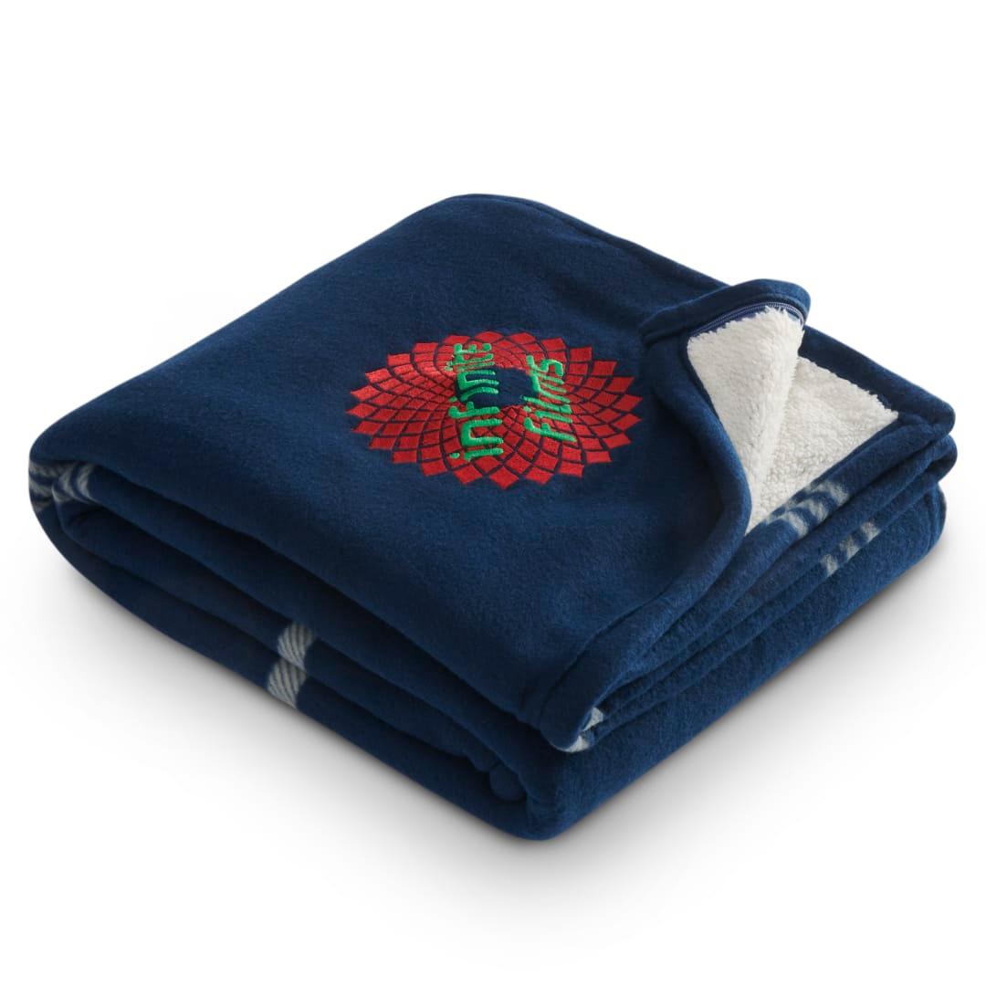 Plaid fleece sherpa blanket Blue miniatura 9
