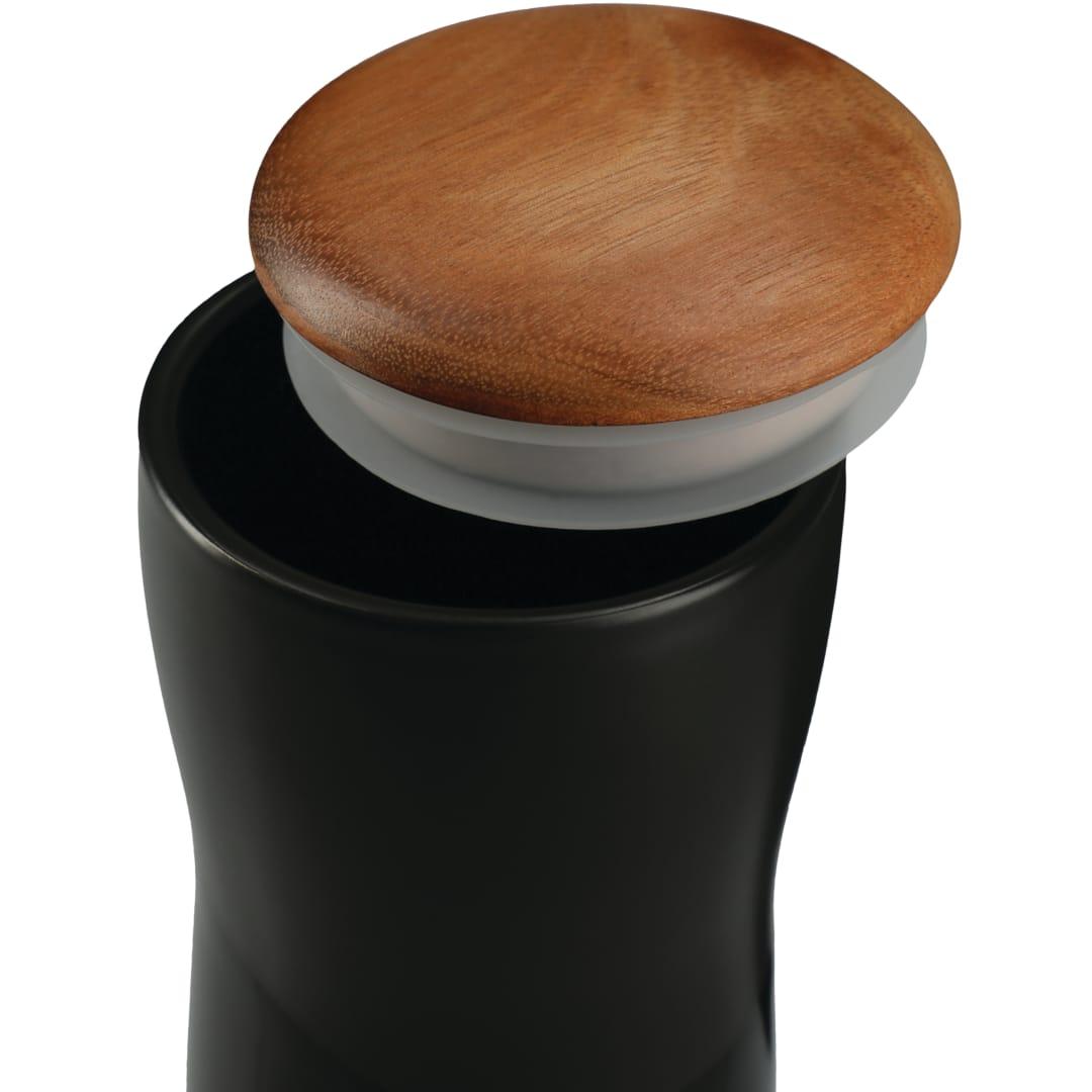 Reno double wall ceramic tumbler w/wood lid 10oz Black miniatura 3