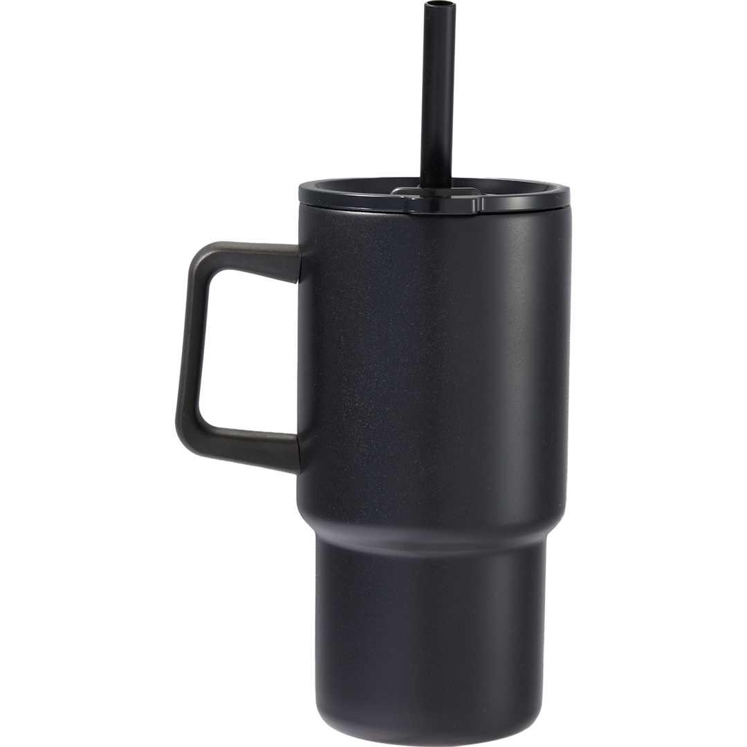 Summit 18oz recycled vacuum insulated mug w/ straw Black miniatura 4