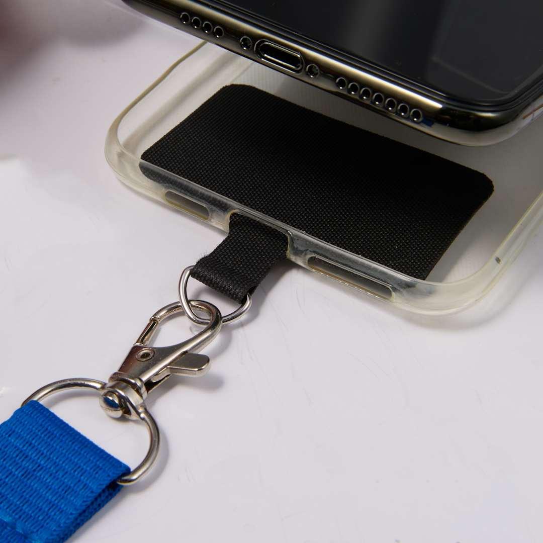 Adjustable recycled phone lanyard Black miniatura 16