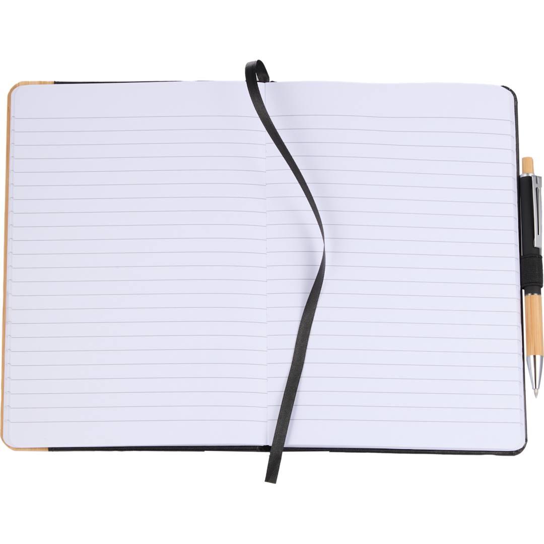 5.5 X 8.5 fsc® recycled bamboo fiber pu journal Black miniatura 3