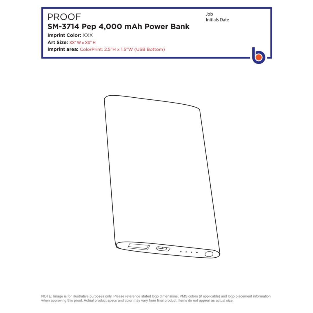 Pep 4000 mah power bank Black front