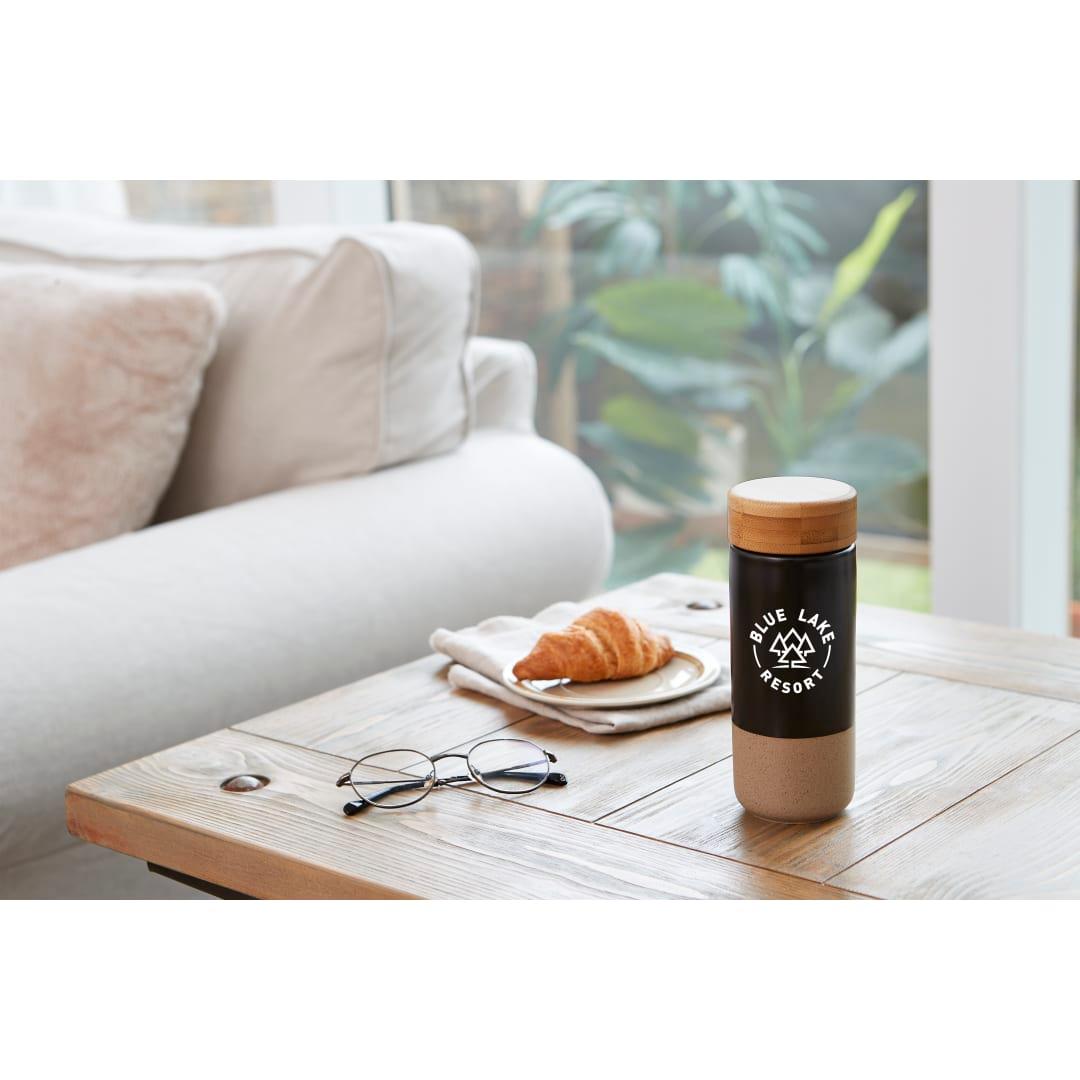 Arlo ceramic tumbler with bamboo lid 11oz Black miniatura 11