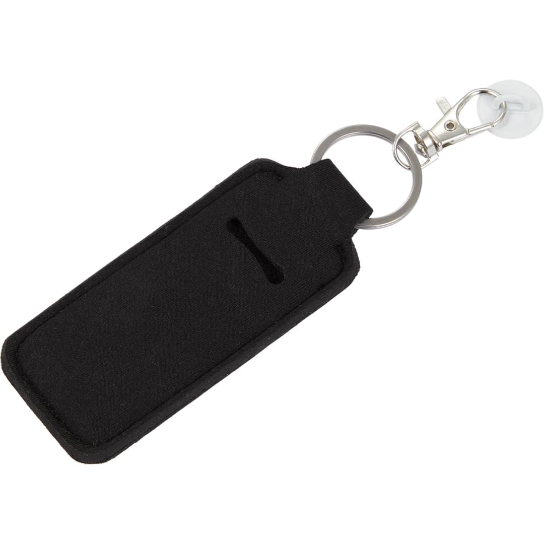 Bottle charm w/ neoprene chapstick holder Black front