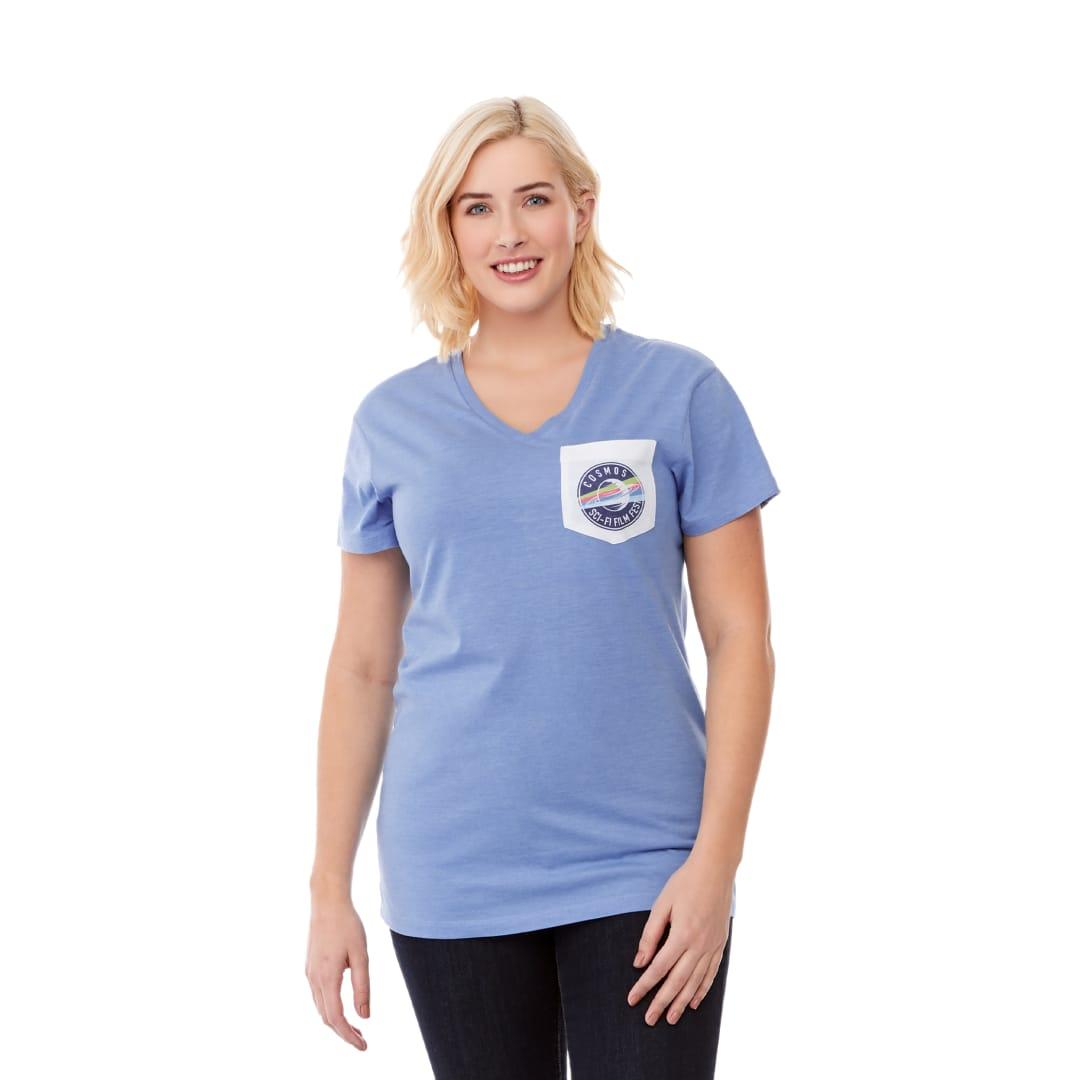Womens monroe short sleeve pocket tee Sky Blue front