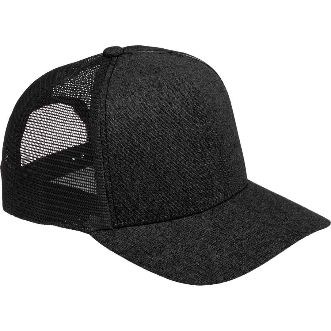 Recycled cotton canvas 5 panel mesh back ballcap Black miniatura 16