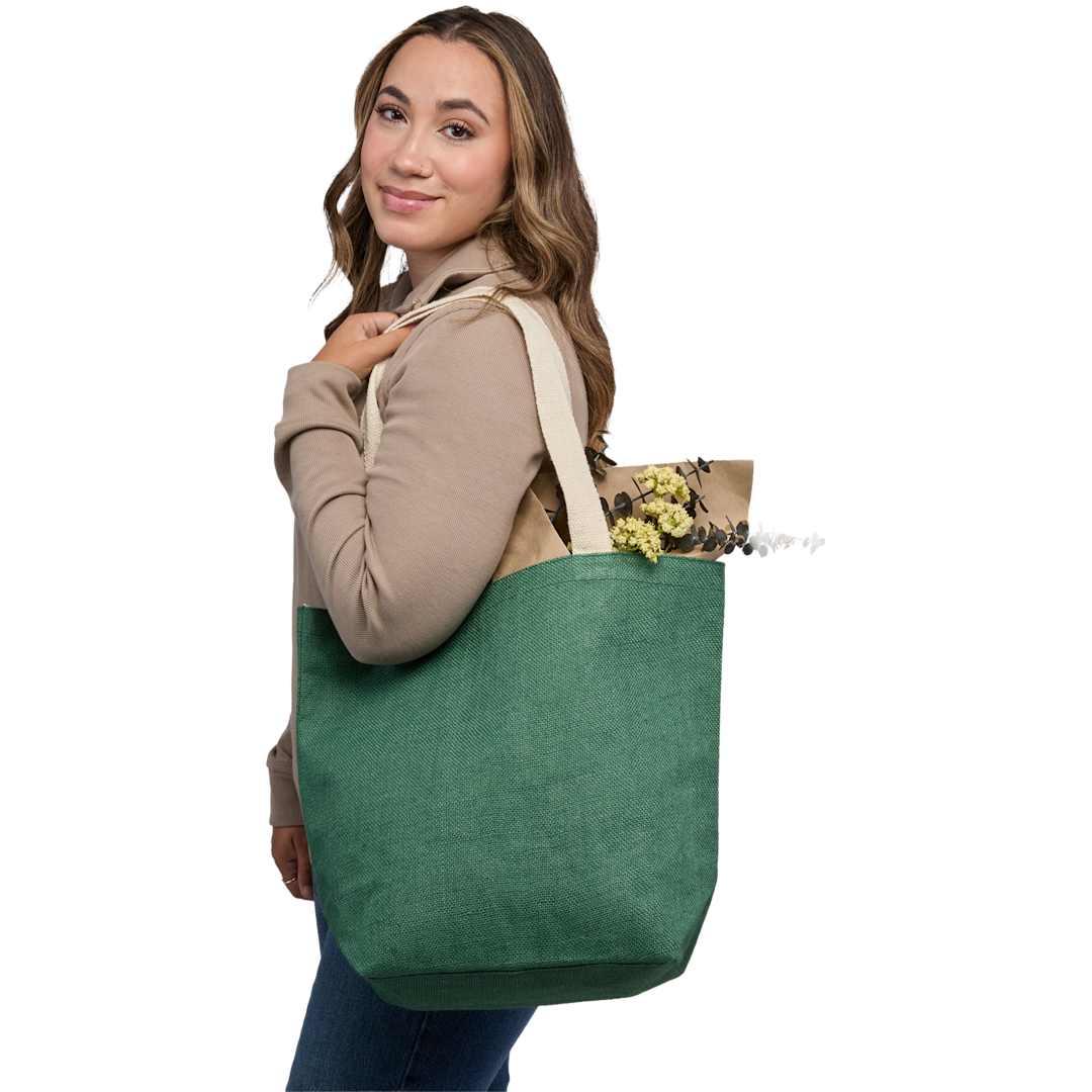 Sol jute classic shopper tote Green thumbnail 2