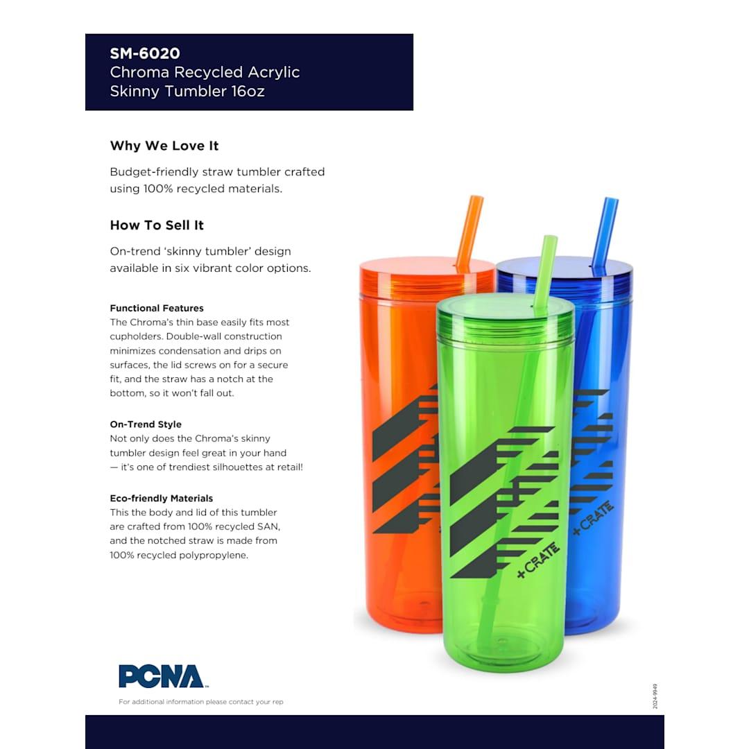 Chroma recycled acrylic straw tumbler 16oz Black miniatura 4