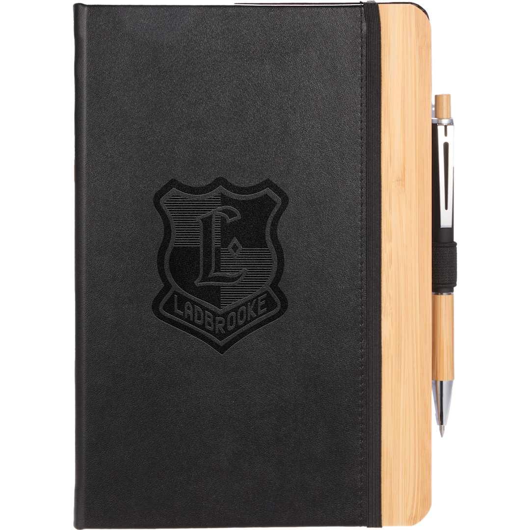 5.5 X 8.5 fsc® recycled bamboo fiber pu journal Black miniatura 4