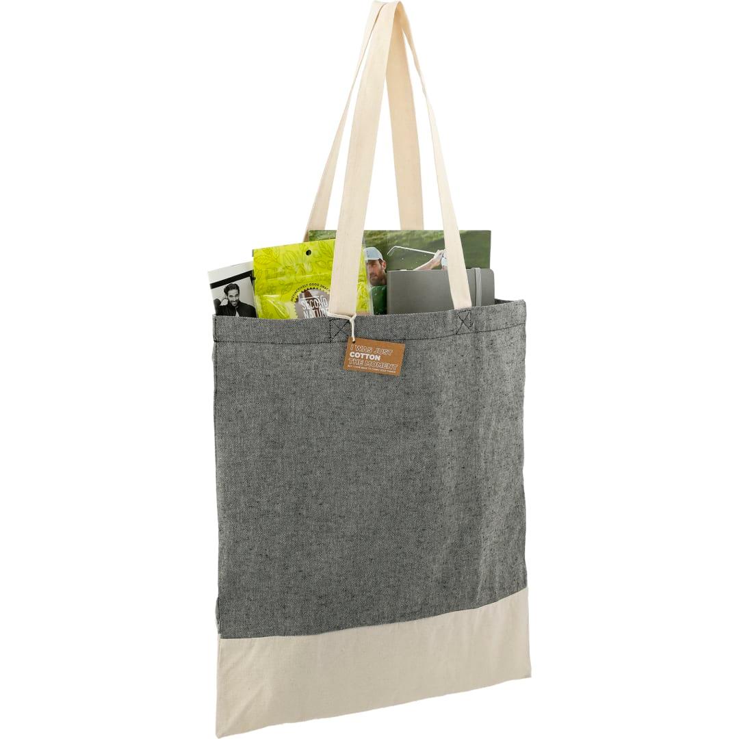 Split recycled 5oz cotton twill convention tote Grey front