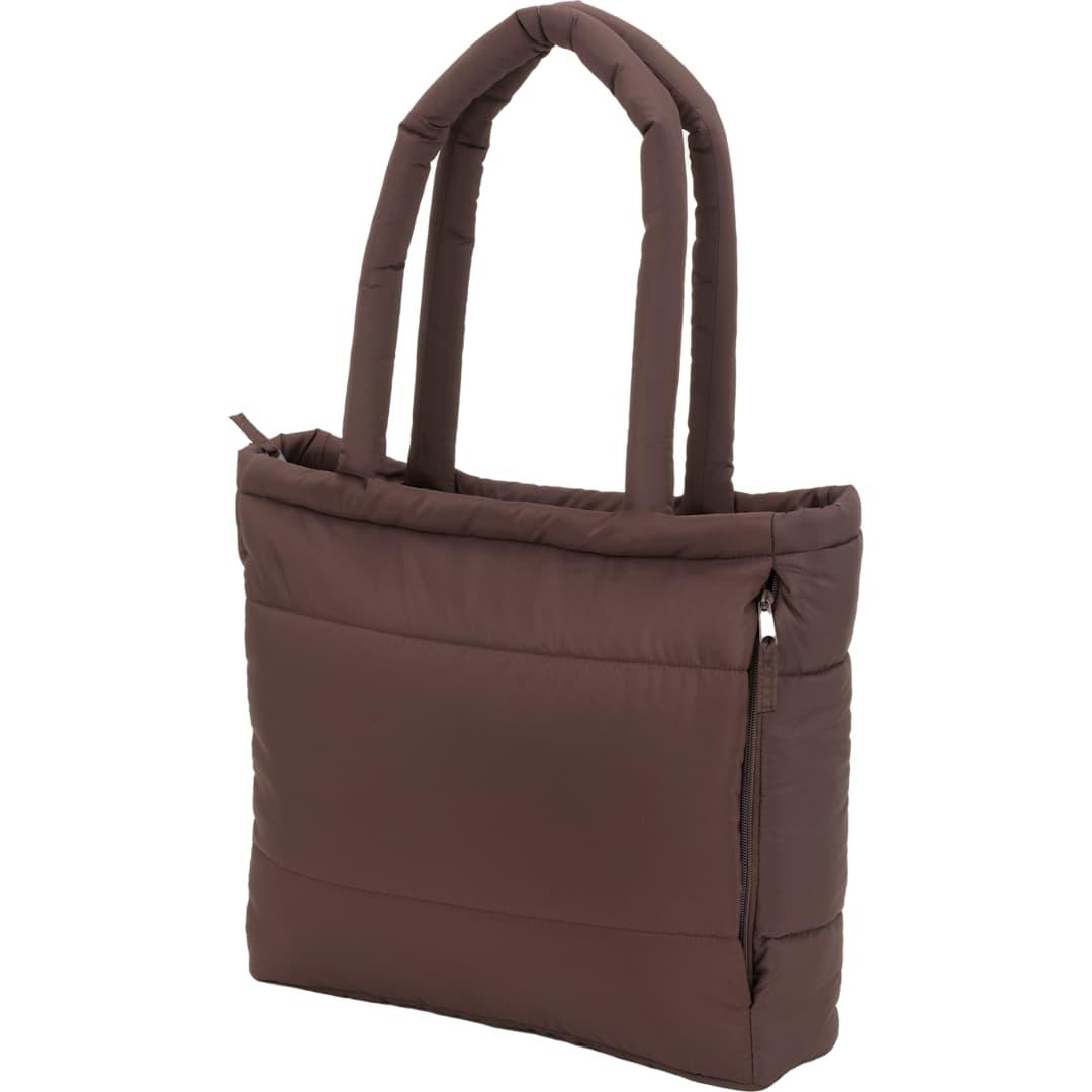 Puffer recycled 15 laptop tote Brown front