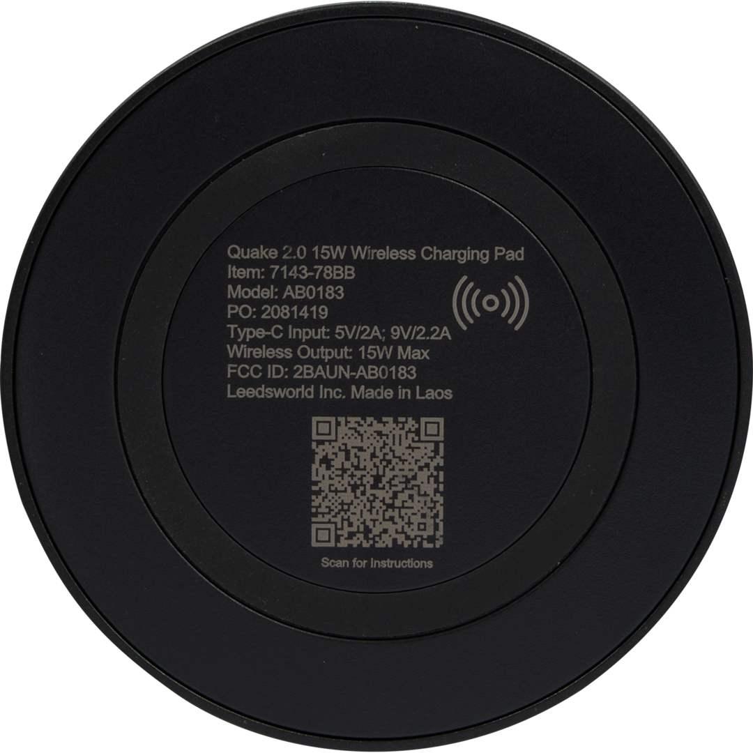 Quake 2.0 15w wireless charging pad Black miniatura 4