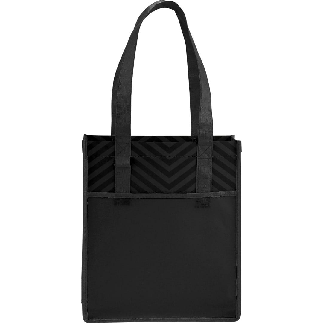 Printed chevron non-woven shopper tote Black front
