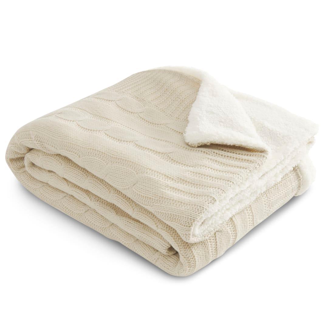 Field & co.® cable knit sherpa blanket Grey miniatura 7