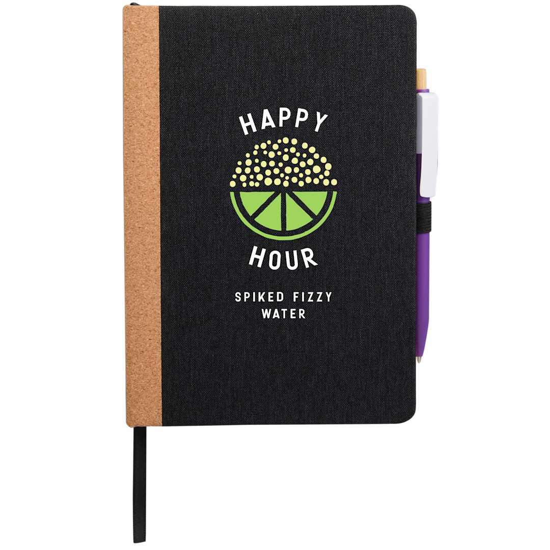 5.5 X 8.5 recycled pet and cork bound journal Black miniatura 6