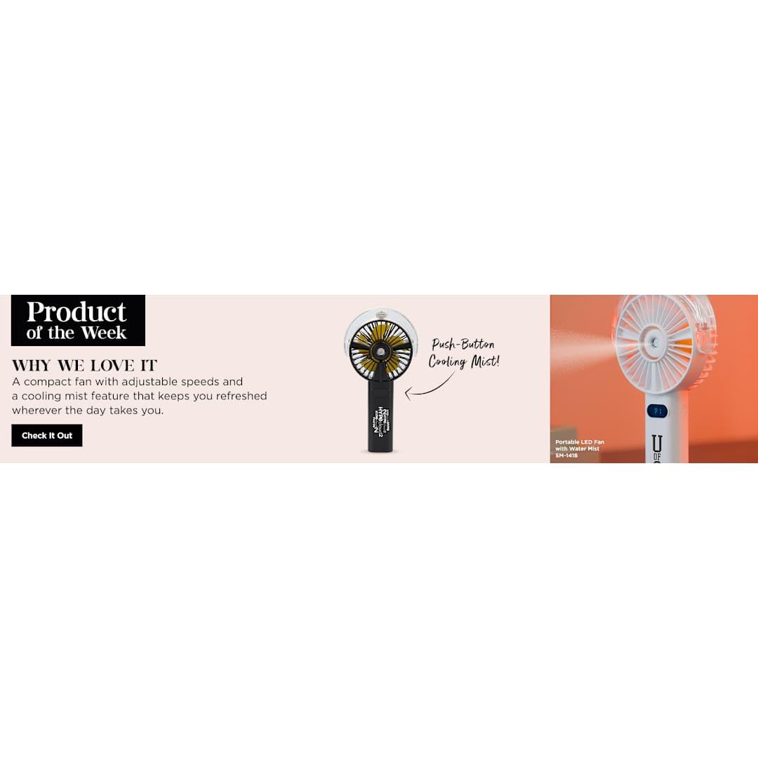 Rechargeable portable led fan with water mist Black front