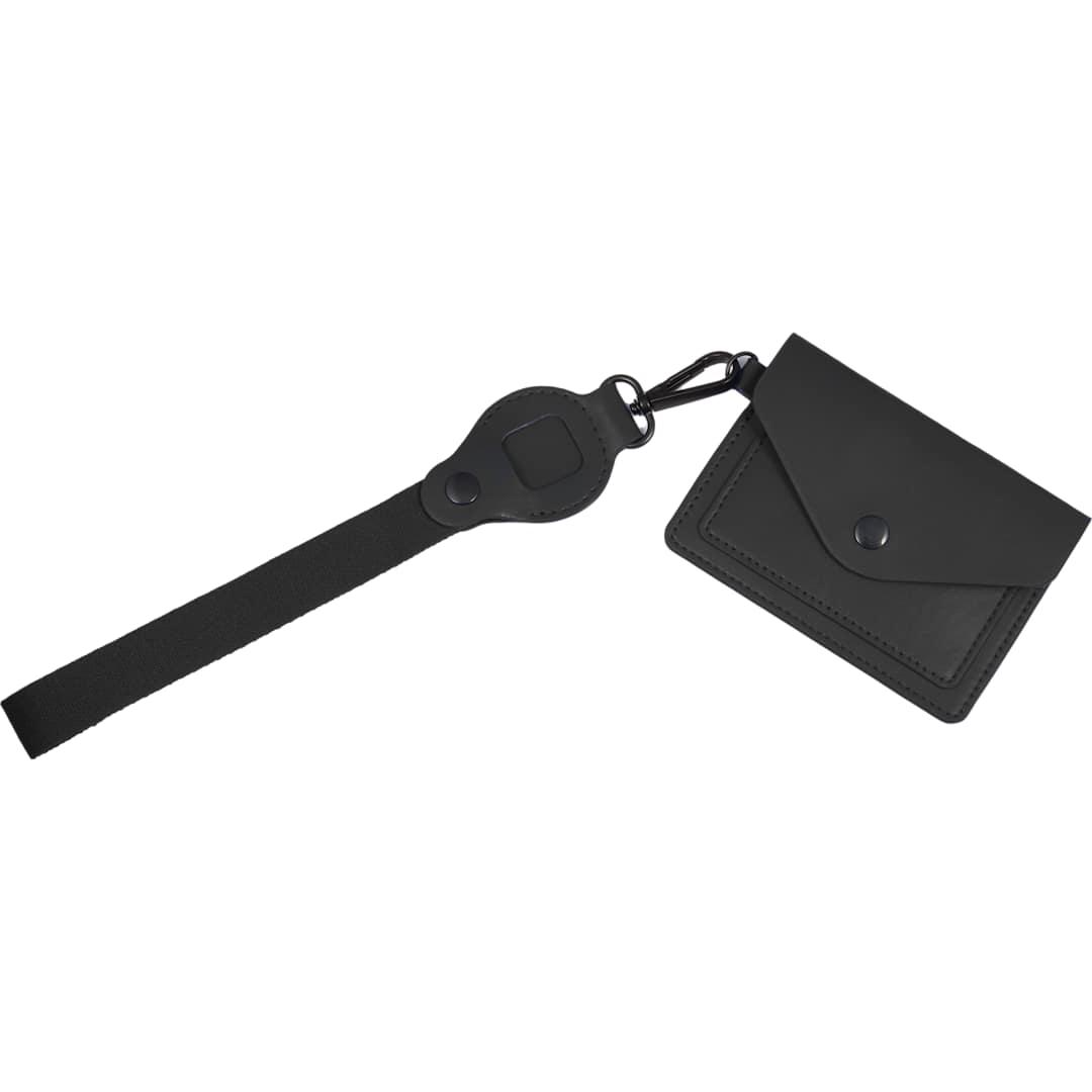 Recycled wrist lanyard with card holder Black miniatura 6