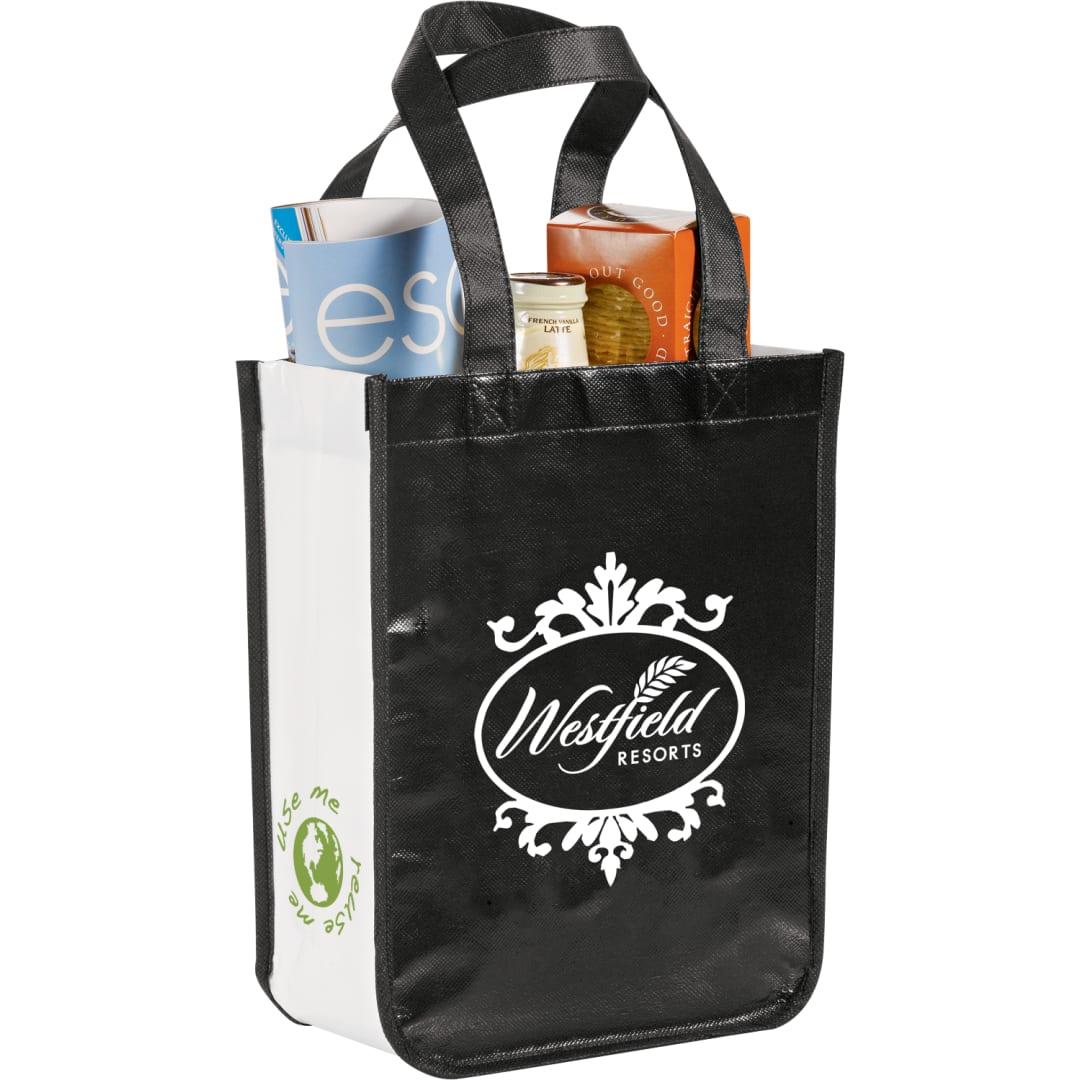 Gloss laminated non-woven gift tote Black miniatura 5