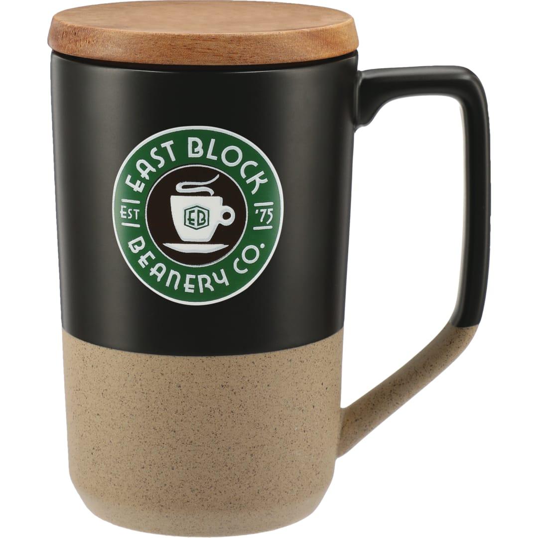 Tahoe tea & coffee ceramic mug with wood lid 16oz Black miniatura 10