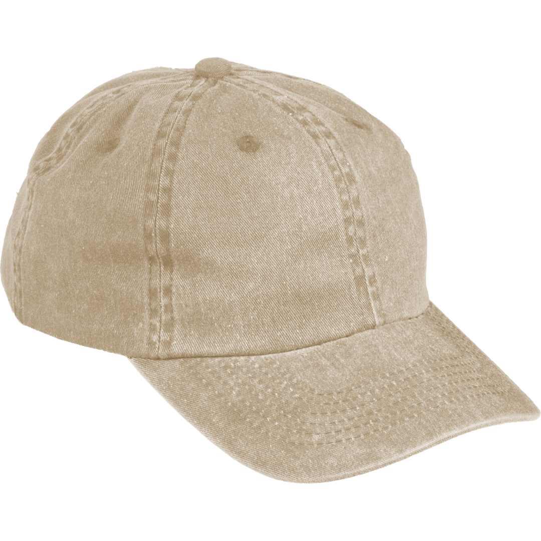 Recycled cotton washed 6 panel dad ballcap - unisex Khaki front