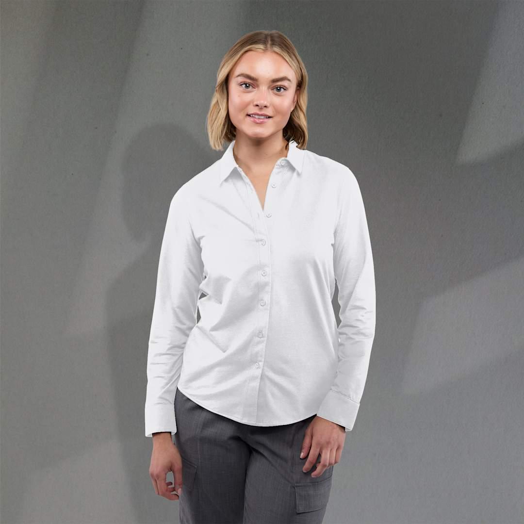 Tatra eco long sleeve knit button up shirt-womens White miniatura 4