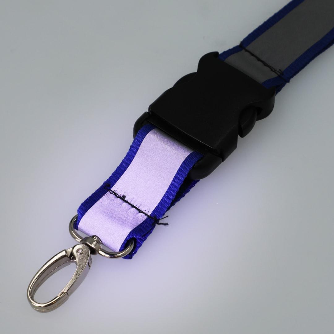 Recycled polyester reflective lanyard Black miniatura 9