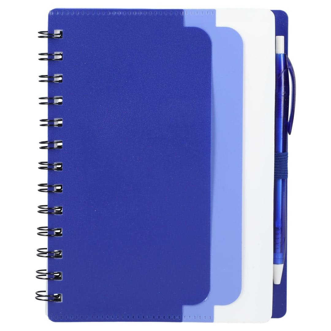 5 X 7 recycled dual pocket spiral notebook w pen Blue miniatura 14