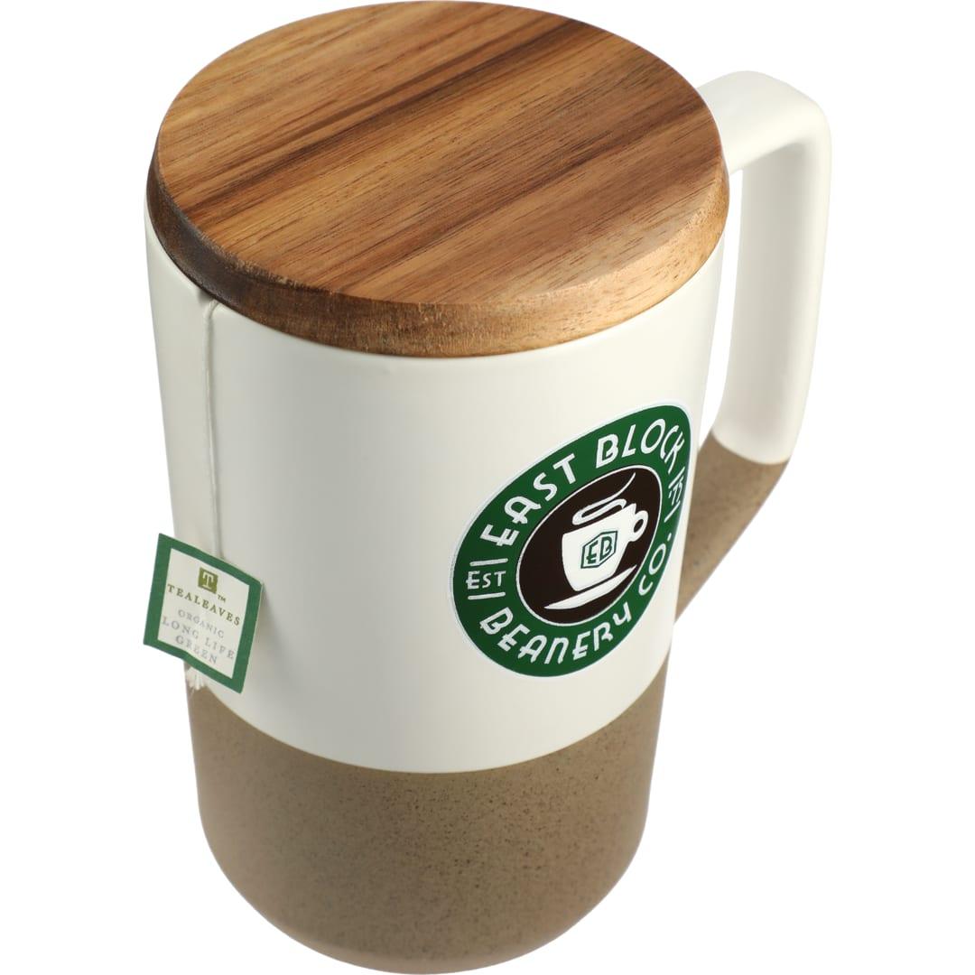 Tahoe tea & coffee ceramic mug with wood lid 16oz Black miniatura 16