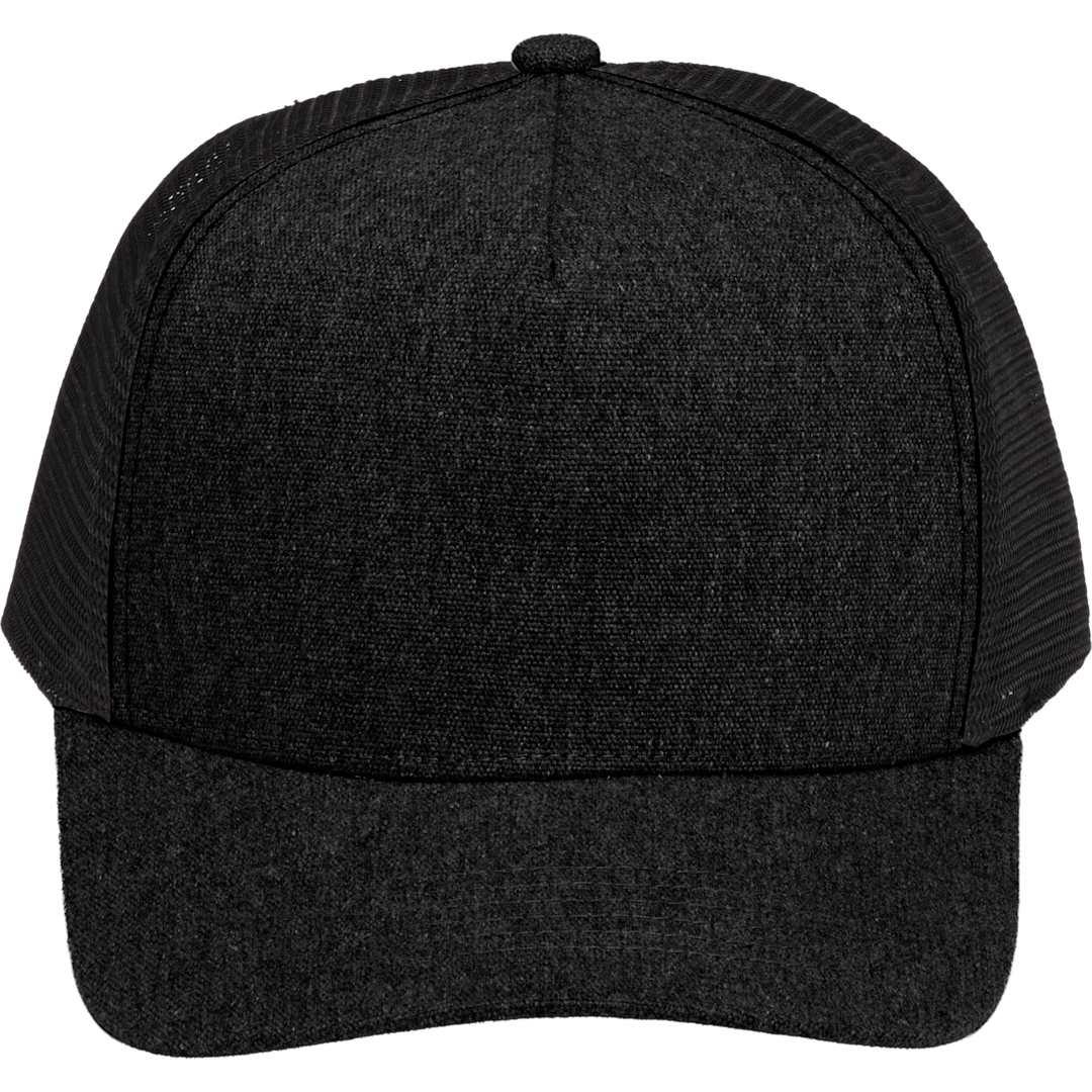 Recycled cotton canvas 5 panel mesh back ballcap Black miniatura 17