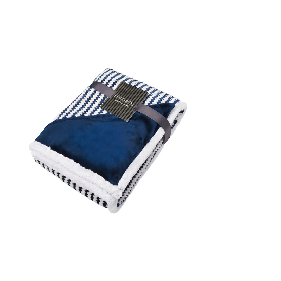 Field & co.® chevron striped sherpa blanket Navy Blue miniatura 17