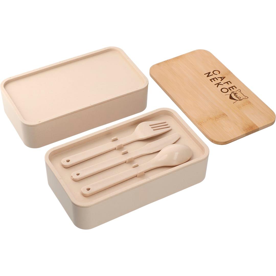 Stackable bamboo fiber bento box Beige miniatura 9
