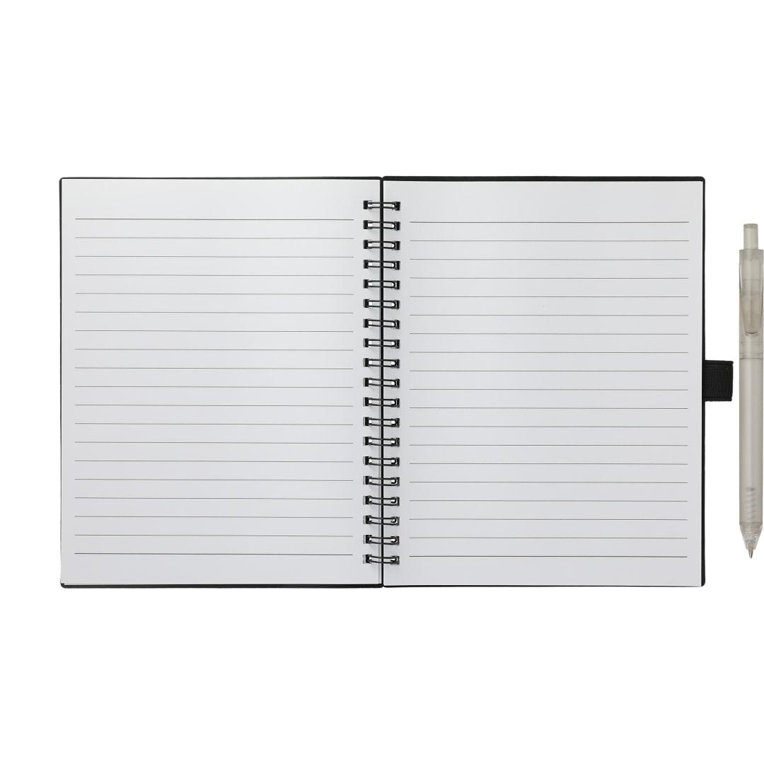 Fsc® recycled 5.5 x 7 spiral notebook w/ rpet pe Black front