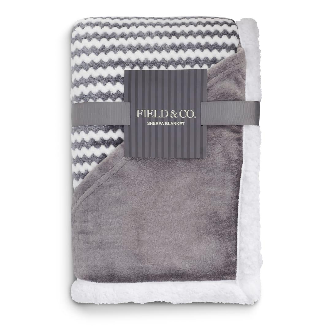 Field & co.® chevron striped sherpa blanket Navy Blue miniatura 6
