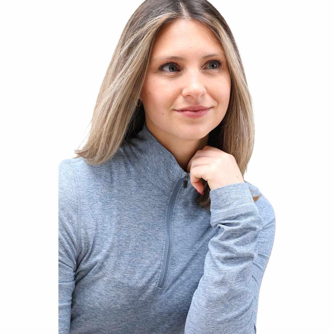 Wellable womens knit 1/4 zip Dark Gray front