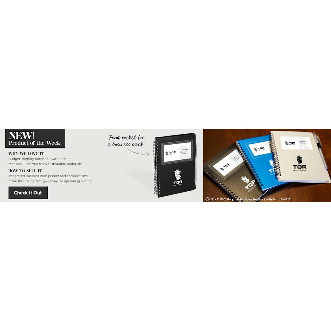 Fsc® recycled 5 x 7 star spiral notebook with pe Black miniatura 4