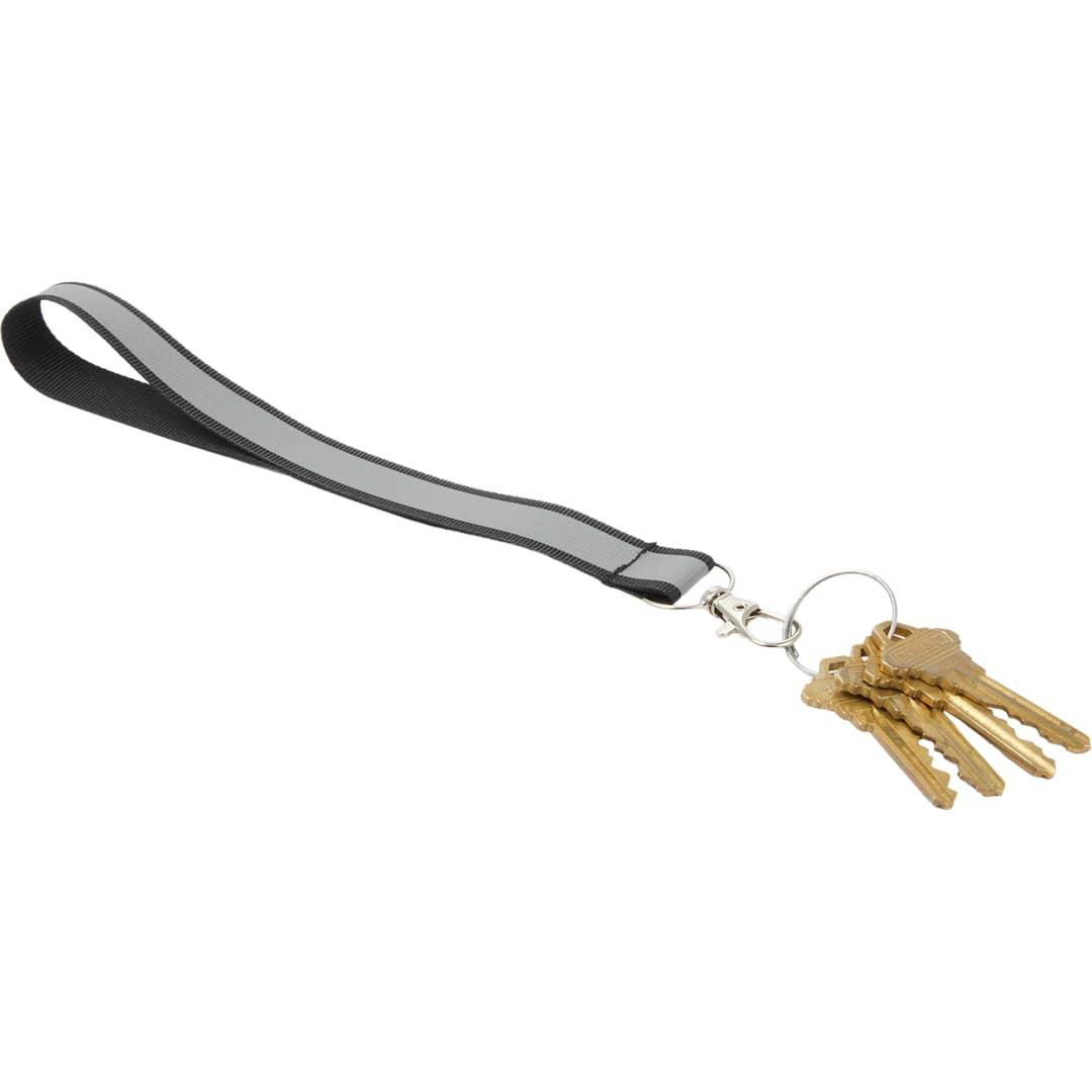 Reflective recycled wrist lanyard Black miniatura 5