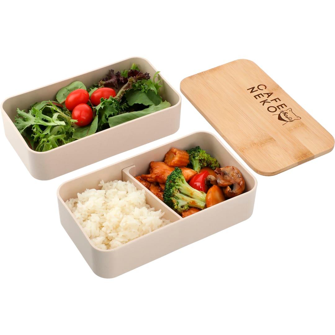 Stackable bamboo fiber bento box Beige miniatura 5