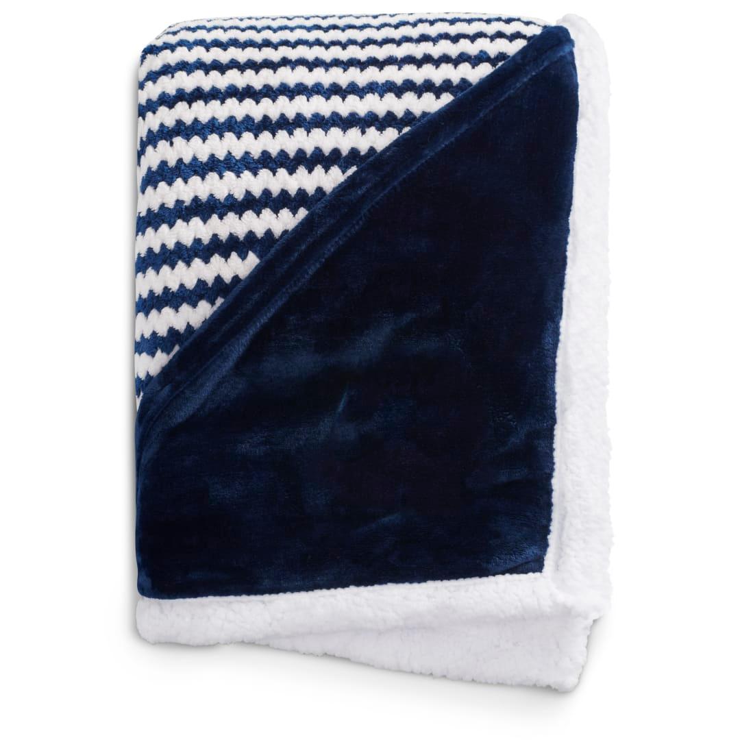 Field & co.® chevron striped sherpa blanket Navy Blue miniatura 18