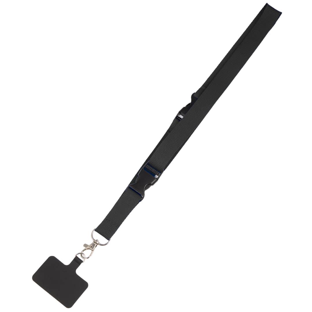 Adjustable recycled phone lanyard Black miniatura 11