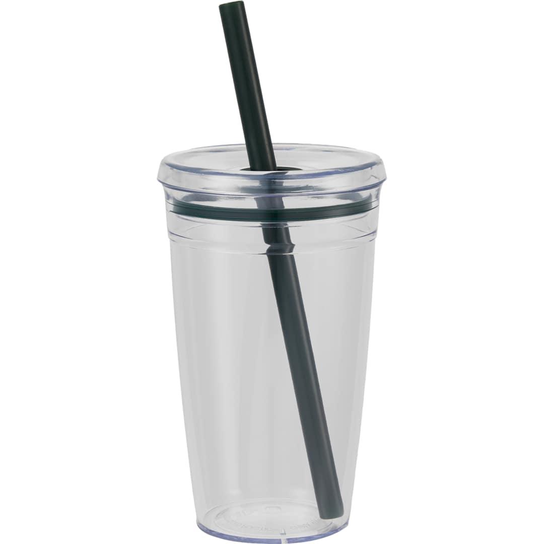 Anna recycled acrylic tumbler w/ straw 15oz Black miniatura 11