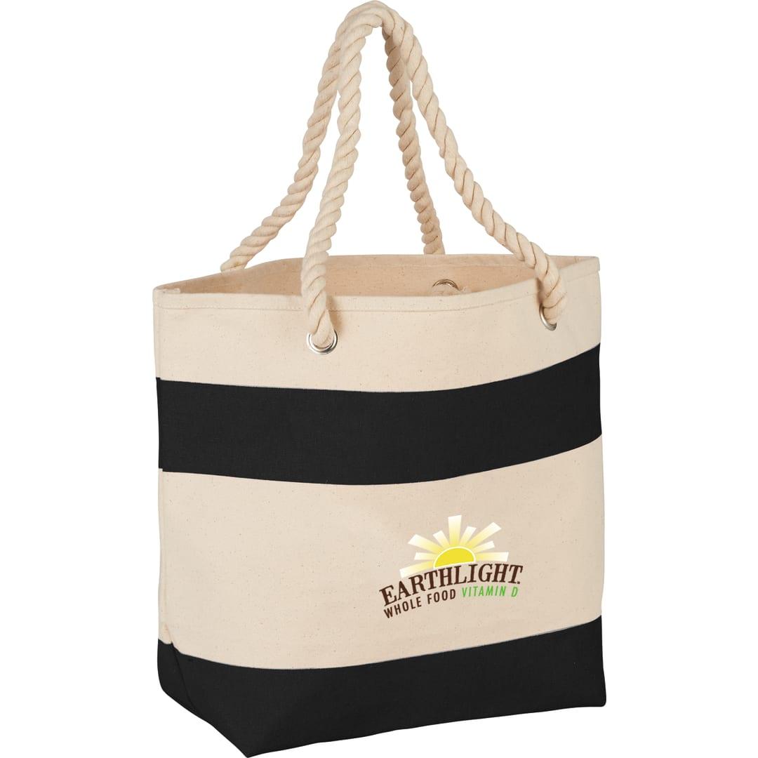Rope handle 16oz cotton canvas tote Black miniatura 4
