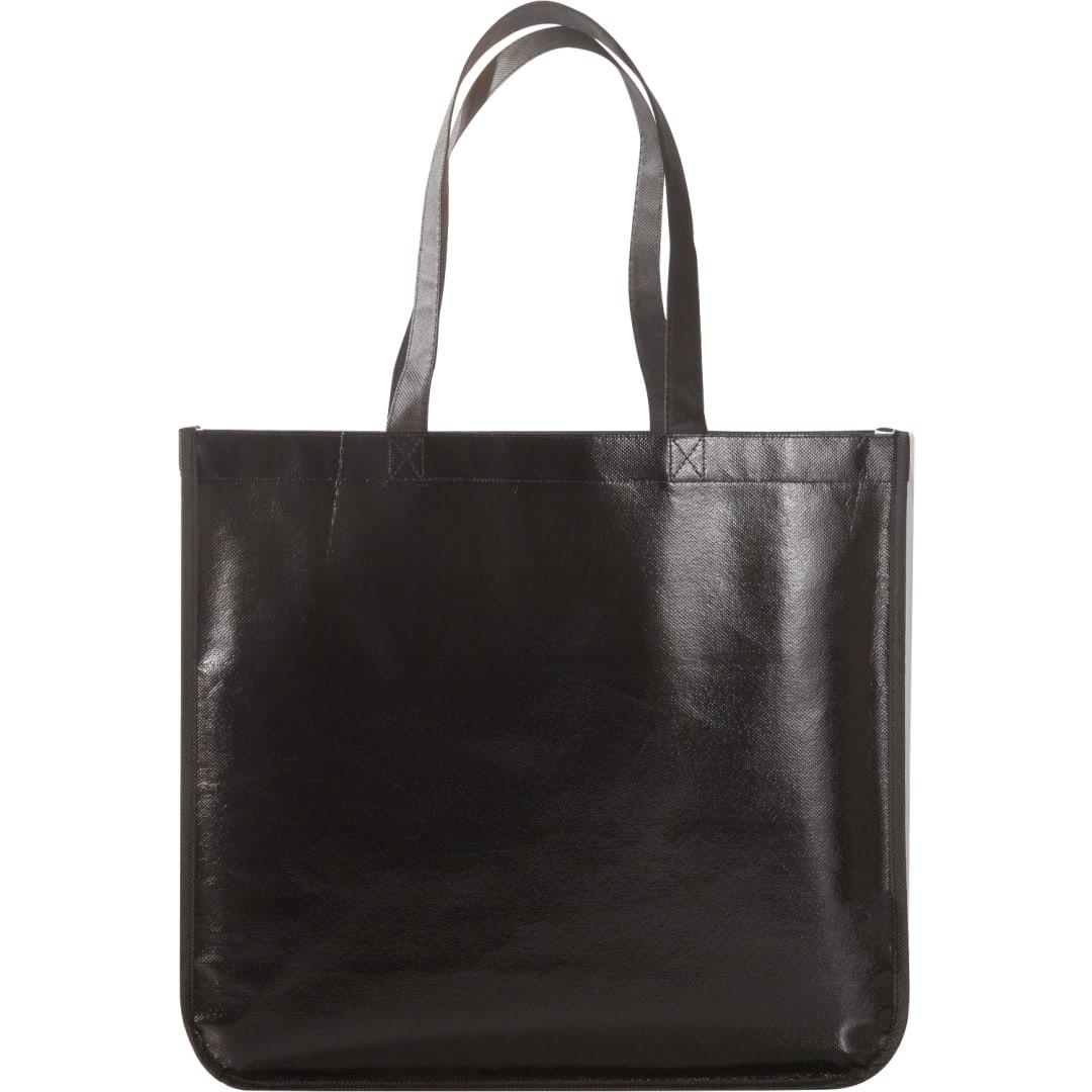 Gloss laminated non-woven shopper tote Black miniatura 3