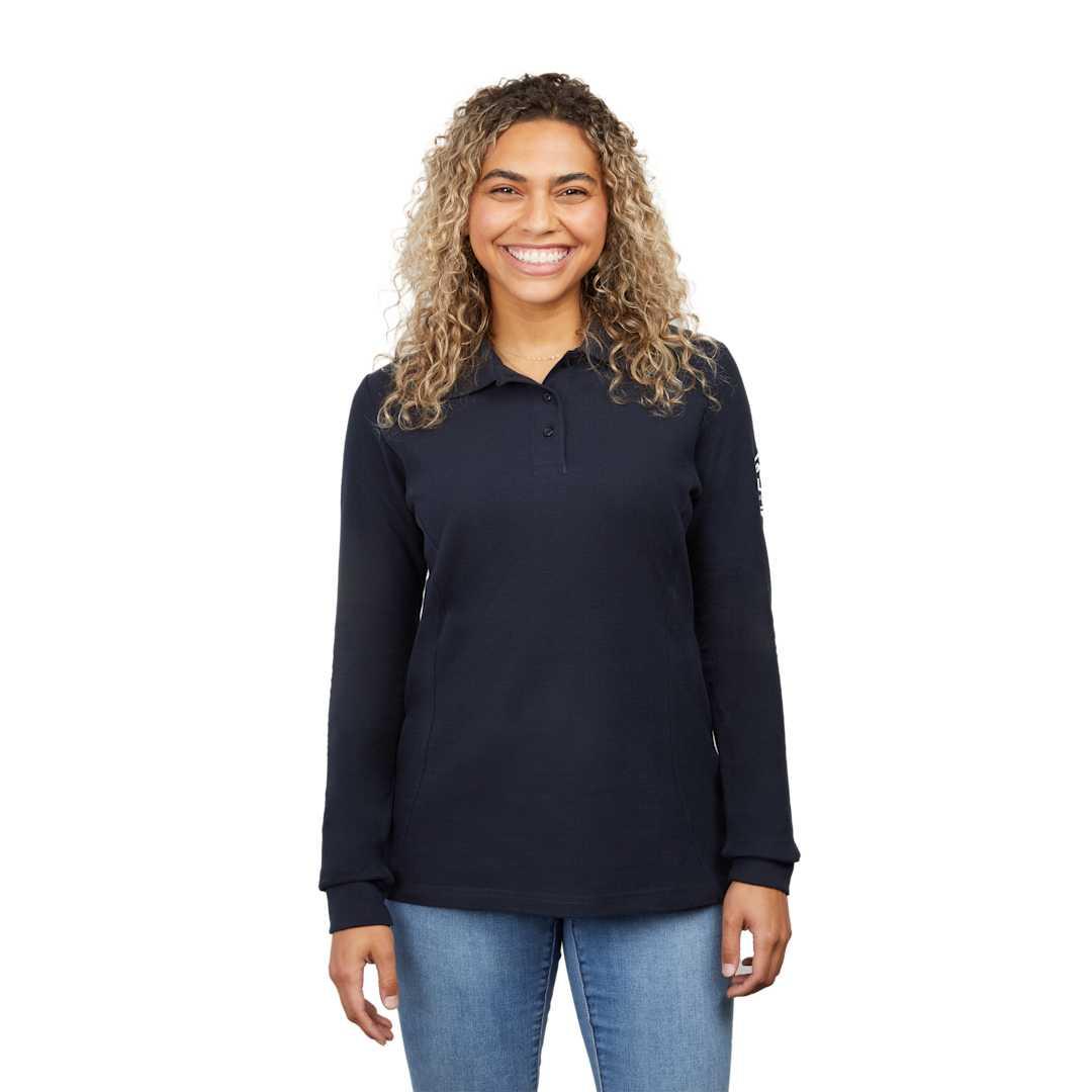 Palo long sleeve 100% cotton pique polo - womens Navy Blue miniatura 8