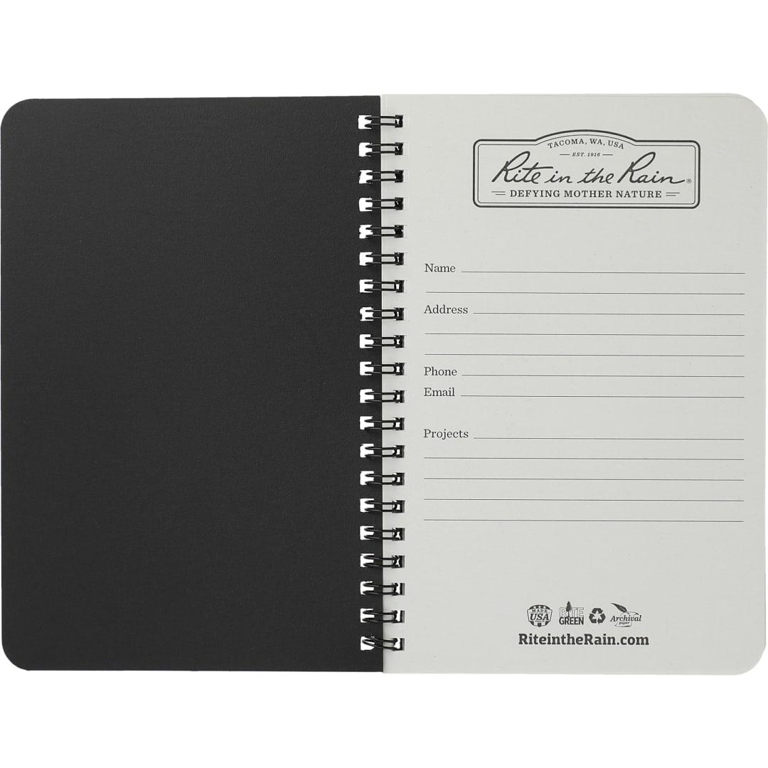 4.6 X 7 rite in the rain side spiral notebook Black miniatura 4