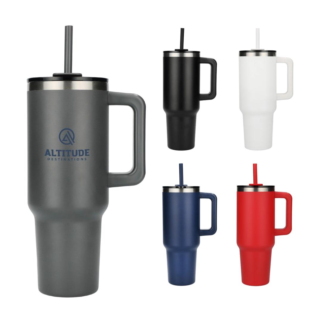 Pinnacle recycled travel tumbler with straw 40oz Black front