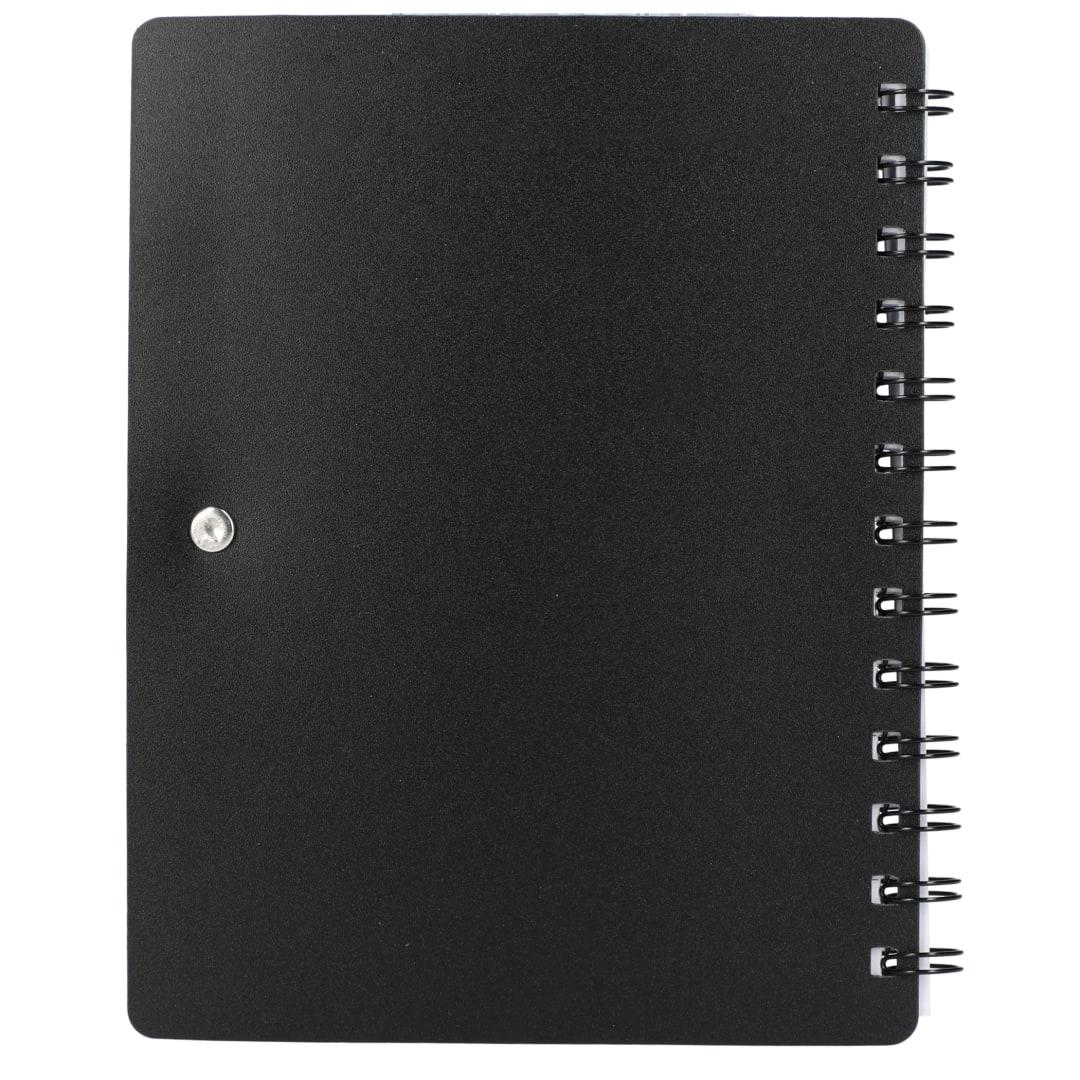 5 X 7 recycled pace spiral notebook w pen Black front