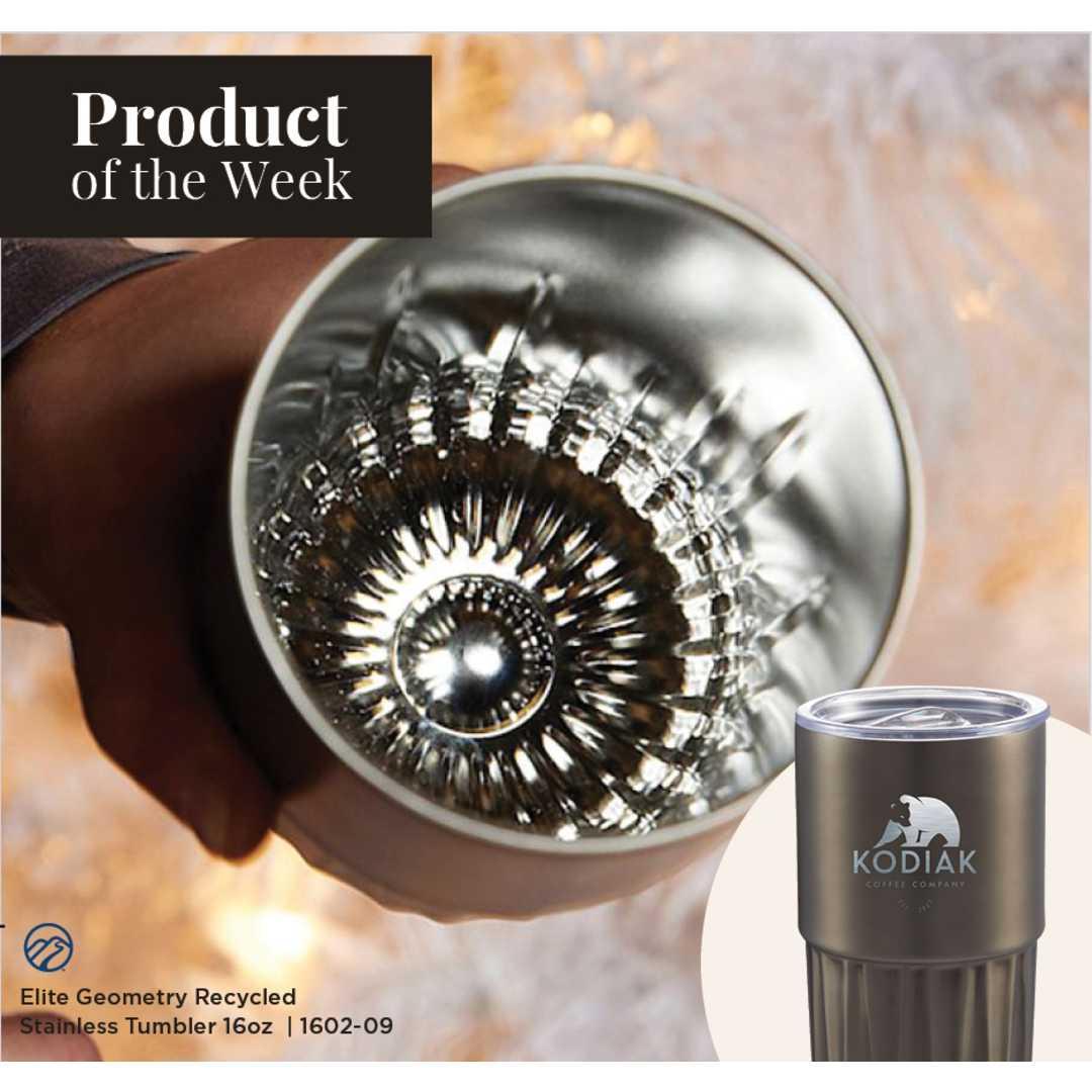 Elite geometry recycled stainless tumbler 16oz White miniatura 3
